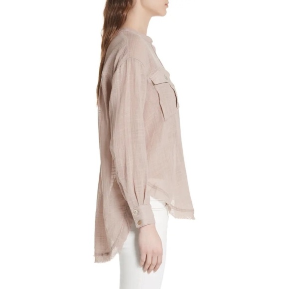 Free People Talk To Me Button Down Raw Hem Top - Picture 6 of 16